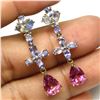 Image 2 : TANZANITE and PINK TOPAZ EARRINGS in 14K Yellow Gold plated 925 Sterling Silver â€[x=#8220/