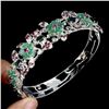 Image 2 : 19. BLACK OPAL, EMERALD, RHODOLITE GARNET BANGLE in 14K Yellow Gold plated 925 Sterling Silver â[x=#