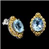 Image 2 : SWISS BLUE TOPAZ EARRINGS in 14K Yellow Gold plated 925 Sterling Silver â€“ Apprai