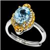 Image 2 : SKY BLUE TOPAZ RING in 14K Yellow and White Gold plated 925 Sterling Silver â€“ Ad