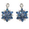 Image 1 : BLUE SAPPHIRE EARRINGS in 14K White Gold plated 925 Sterling Silver â€“ Appraised 
