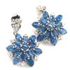 Image 2 : BLUE SAPPHIRE EARRINGS in 14K White Gold plated 925 Sterling Silver â€“ Appraised 