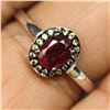 Image 2 : RUBY and SAPPHIRE RING in 14K White Gold plated 925 Sterling Silver â€“ Size 7.25 
