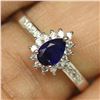 Image 2 : BLUE SAPPHIRE RING in 14K White Gold plated 925 Sterling Silver â€“ Size 6.75 - Ap