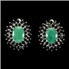Image 1 : EMERALD and BLACK SPINEL EARRINGS in 14K White Gold plated 925 Sterling Silver â€“