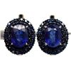 Image 1 : 2 Tone BLUE SAPPHIRE EARRINGS in 14K White & Black Gold plated 925 Sterling Silver â€[x=#82