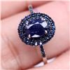 Image 2 : 2 Tone BLUE SAPPHIRE RING in 14K White Gold plated 925 Sterling Silver â€“ Size 8.