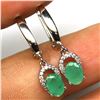 Image 2 : EMERALD EARRINGS in 14K White Gold plated 925 Sterling Silver â€“ Appraised Replac