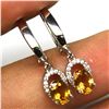Image 2 : CITRINE EARRINGS in 14K White Gold plated 925 Sterling Silver â€“ Appraised Replac