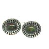 Image 2 : BLACK OPAL AND SAPPHIRE EARRINGS in 14K White and Black Gold plated 925 Sterling Silver - Appraised 