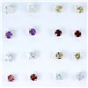 Image 2 : 12 Pairs BIRTHSTONES STUD EARRINGS in 14K White Gold plated 925 Sterling Silver