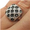 Image 2 : 0.25 ct. BLACK DIAMOND RING, LATTICE PATTERN, WITH WHITE DIAMOND ACCENTS in 14K White Gold plated 92