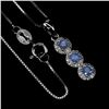 Image 2 : Myanmar BLUE SAPPHIRE NECKLACE in 14K White Gold plated 925 Sterling Silver â€“ 18