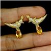 Image 2 : Bird Shaped CITRINE EARRINGS in 14K Yellow Gold plated 925 Sterling Silver â€“ App