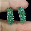 Image 2 : EMERALD EARRINGS in 14K White Gold plated 925 Sterling Silver â€“ Appraised Replac