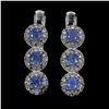 Image 1 : Myanmar BLUE SAPPHIRE EARRINGS in 14K White Gold plated 925 Sterling Silver â€“ Ap