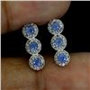 Image 2 : Myanmar BLUE SAPPHIRE EARRINGS in 14K White Gold plated 925 Sterling Silver â€“ Ap