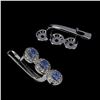Image 3 : Myanmar BLUE SAPPHIRE EARRINGS in 14K White Gold plated 925 Sterling Silver â€“ Ap