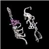 Image 3 : Monkey Shaped RUBY and MARCASITE EARRINGS in 14K White Gold plated 925 Sterling Silver â€[x
