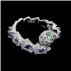 Image 3 : Cobra Shaped Unheated EMERALD and TANZANITE Ring in 14K White Gold plated 925 Sterling Silver â[x=#8