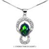 Image 1 : BLACK OPAL NECKLACE in 14K White Gold plated 925 Sterling Silver â€“ 18 Inches lon