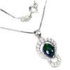 Image 2 : BLACK OPAL NECKLACE in 14K White Gold plated 925 Sterling Silver â€“ 18 Inches lon