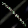 Image 2 : EMERALD and SAPPHIRE BRACELET in 2-Tone Black Rhodium and 14K White Gold plated 925 Sterling Silver 