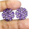 Image 2 : AMETHYST EARRINGS in 14K White Gold plated 925 Sterling Silver â€“ Appraised Repla