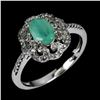 Image 2 : EMERALD and WHITE TOPAZ RING in 14K White Gold plated 925 Sterling Silver â€“ Size
