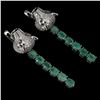 Image 1 : Tiger Head Shaped EMERALD EARRINGS in 14K White Gold plated 925 Sterling Silver â€[x=#8220/