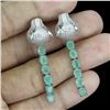 Image 2 : Tiger Head Shaped EMERALD EARRINGS in 14K White Gold plated 925 Sterling Silver â€[x=#8220/