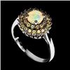 Image 2 : OPAL and SAPPHIRES RING in 2-Tone Black Rhodium and 14K White Gold plated 925 Sterling Silver â[x=#8
