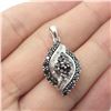 Image 1 : Jane SEYMOUR Collection 0.6 ct. NATURAL BACK AND WHITE DIAMONDS PENDANT in 14K White Gold plated 925