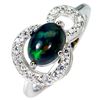 Image 2 : BLACK OPAL RING in 14K White Gold plated 925 Sterling Silver â€“ Size 7 â[x=#8364/