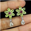 Image 2 : AQUAMARINE, PERIDOT, GARNET and TANZANITE EARRINGS in 14K White Gold plated 925 Sterling Silver â[x=