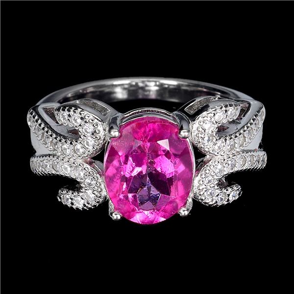 PINK TOPAZ RING in 14K White Gold plated 925 Sterling Silver â€“ Size 7 â[x=#8364/