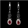 Image 1 : RUBY EARRINGS in 2-Tone Black Rhodium and 14K White Gold plated 925 Sterling Silver â€[x=#8