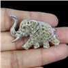 Image 2 : Elephant Shaped Yellow SAPPHIRES and GARNET BROOCH in 14K White Gold plated 925 Sterling Silver â[x=