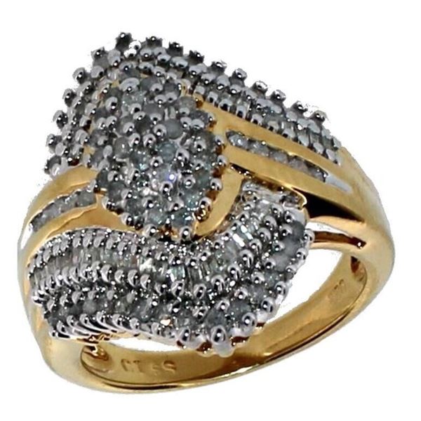 Sophisticated 0.5 ct. MARQUISE CUT NATURAL DIAMOND RING in 14K Yellow Gold plated 925 Sterling Silve