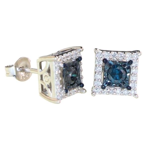 1.00 ct. NATURAL BLUE AND WHITE DIAMONDS - (Irradiated Blue) in 925 Sterling Silver â€[x=#8