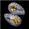 Image 1 : CITRINE AND TANZANITE RING in 14K White Gold plated 925 Sterling Silver â€“ Size 8