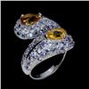 Image 2 : CITRINE AND TANZANITE RING in 14K White Gold plated 925 Sterling Silver â€“ Size 8