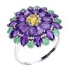 Image 2 : CITRINE , AMETHYST, EMERALD RING in 14K White Gold plated 925 Sterling Silver â€“ 