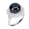 Image 2 : 11 mm BLACK PEARL RING in 14K White Gold plated 925 Sterling Silver â€“ Size 6.5 -
