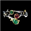 Image 2 : EMERALD and RUBY RING in 14K White Gold plated 925 Sterling Silver â€“ Size 8 - Ap