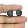 Image 2 : BLACK OPAL and BLUE SAPPHIRE EARRINGS in 2-Tone Black Rhodium and 14K White Gold plated 925 Sterling