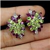 Image 2 : PERIDOT, AQUAMARINE, RHODOLITE GARNET EARRINGS in 14K White Gold plated 925 Sterling Silver â[x=#836