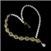 Image 2 : EMERALD, RUBY and PEARL NECKLACE in 14K Yellow Gold plated 925 Sterling Silver â€“