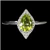 Image 1 : PERIDOT RING in 14K White Gold plated 925 Sterling Silver â€“ Size 8 - Appraised R