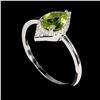 Image 2 : PERIDOT RING in 14K White Gold plated 925 Sterling Silver â€“ Size 8 - Appraised R